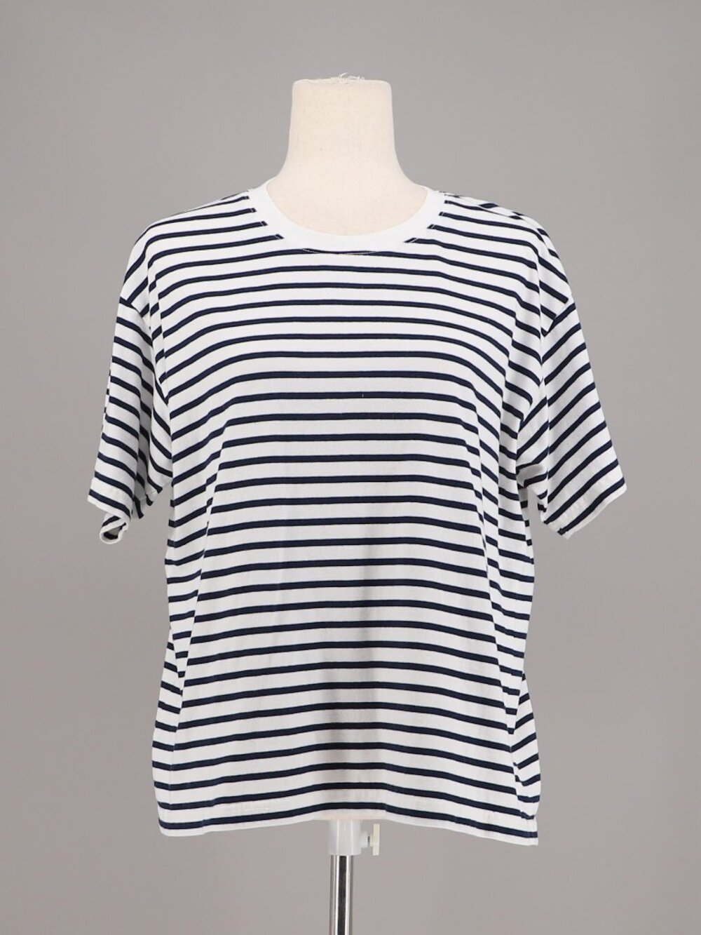 POMANDER Navy Stripe Short Sleeve Crewneck Top Tee Size M